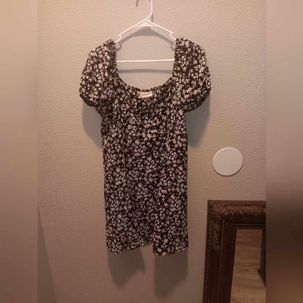 No Boundaries Black and White Floral Mini Dress